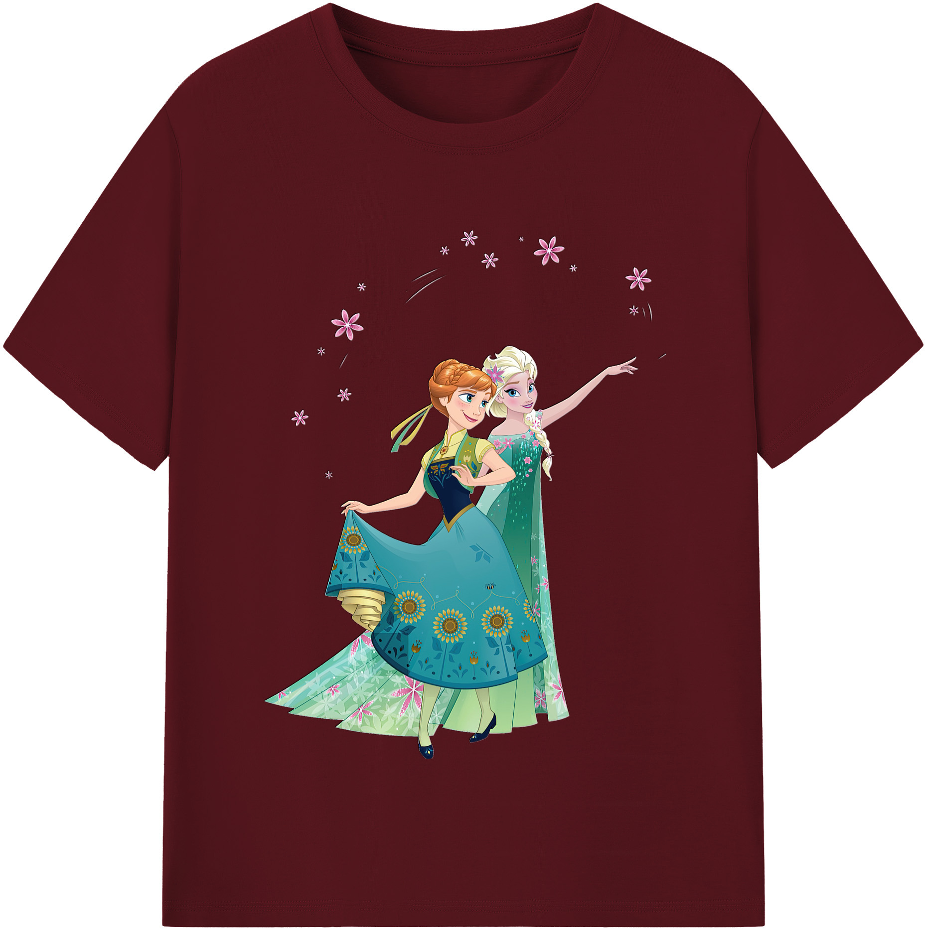 （画像用） アナと雪の女王 アンナ エルサ Frozen Anna Elsa 綿100％半袖Tシャツ（フロントプリント）